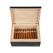 DS Humidor Factory Wholesale Matte Black Customized Wooden Cigar Storage Box